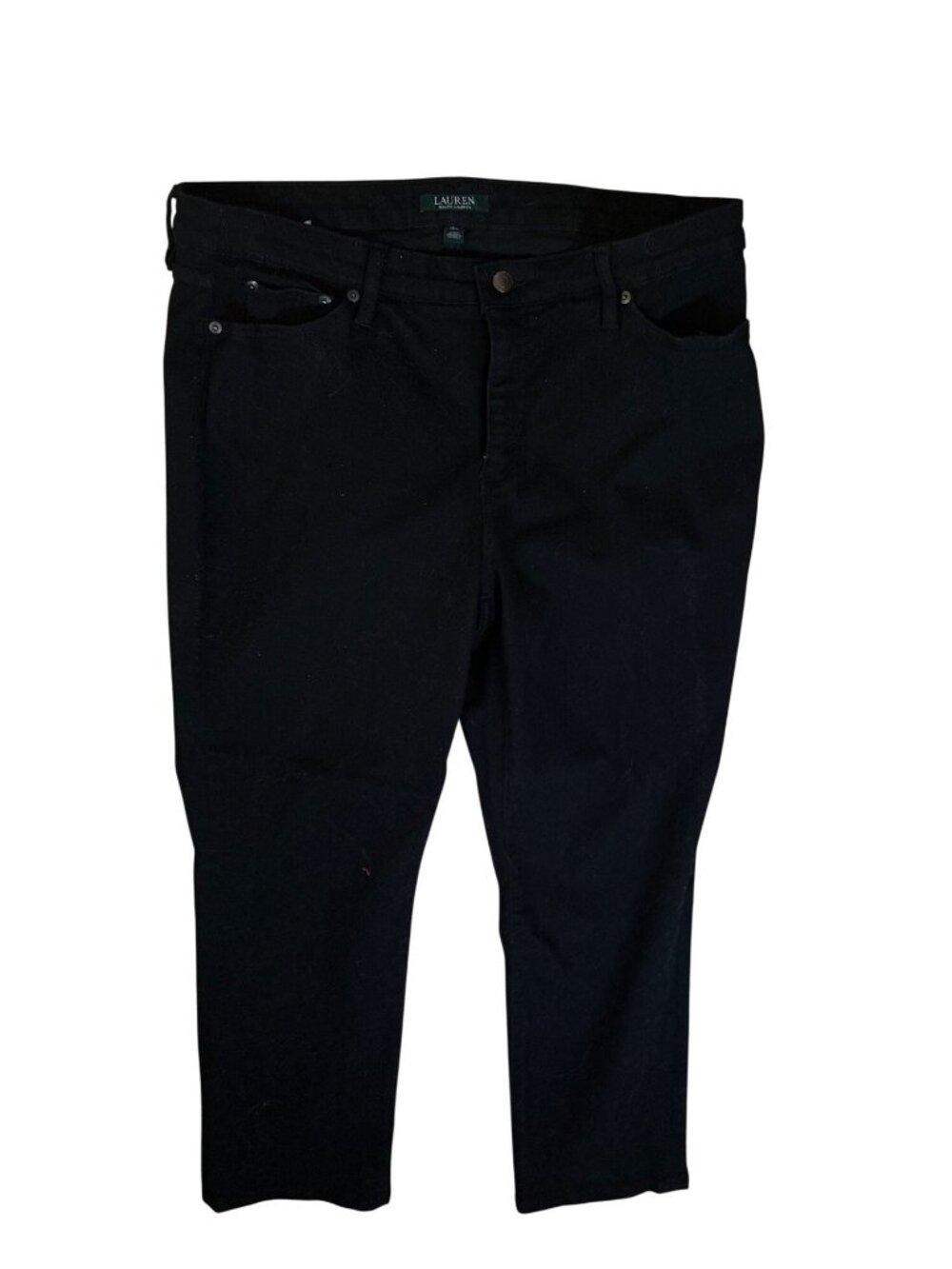 Lauren Ralph Lauren Womens Premier Super Crop Pants Black 16W Skinny Stretch